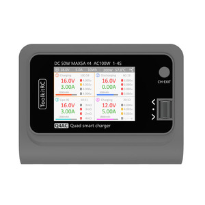 Cargador <span class=keywords><strong>de</strong></span> Baterías Lipo Inteligente <span class=keywords><strong>de</strong></span> Cuatro Canales ToolkitRC Q4AC, CA 100W, CC 200W, 5A, 1-4S, Cargador <span class=keywords><strong>de</strong></span> Equilibrio CA/CC Compacto - Product Image 1