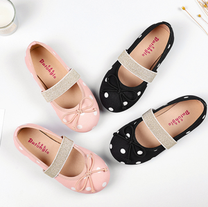 Girls <b>Soft</b> Soles Flat Dress on <b>Shoes</b> Cute Bow Children Dots Print <b>Shoes</b> - Product Image 1
