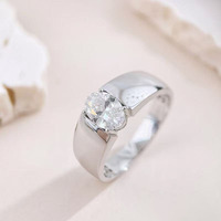 Anello Minimalista con Diamante Coltivato in Laboratorio, Taglio Ovale, Fascia Larga, in Oro Bianco 18K, per Uomo