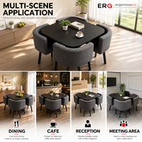 Ensemble de table à manger 4 places gain de place avec chaises rembourrées – Mobilier compact personnalisé pour café, réception et réunions