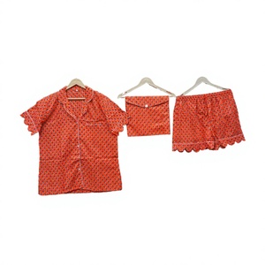 ชุดนอนคังกูร่าผ้าฝ้ายแท้ 100% ทำมือจากอินเดีย ชุดนอนขาสั้นลายพิมพ์บล็อกอินเดียแบบวินเทจสวยงาม - Product Image 1