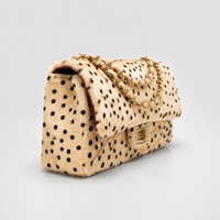Nouveau Sac à Bandoulière Carré en Cuir PU à Rabat et Chaîne, Motif Pois Fourrure, pour Femme, Tendance et Polyvalent, Été 2026