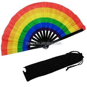 Grand éventail chinois en silicone et plastique rouge 33cm/13inch, pliable et portable, option logo personnalisé - Souvenir d'événement, promotionnel, pour fêtes - Product Image 4