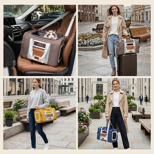 Bolsa de Transporte para Mascotas con Diseño Retro de Bloques de Color, Transpirable, de Malla, para Gatos y Perros Pequeños y Medianos, con Asa de <span class=keywords><strong>Mano</strong></span> y Correa para Hombro - Product Image 5