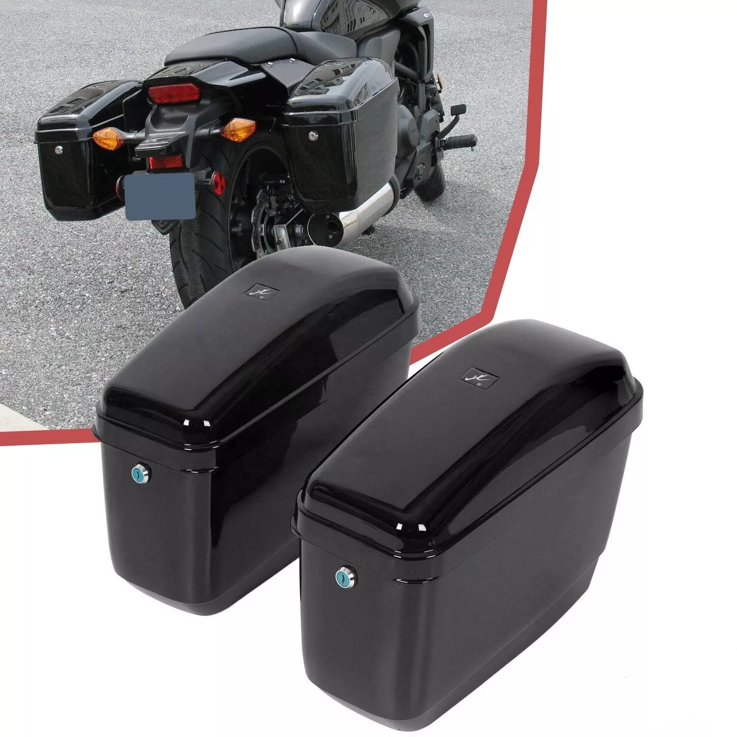 Black Motorcycle Hard Saddle Bag Side Box for Harley Honda