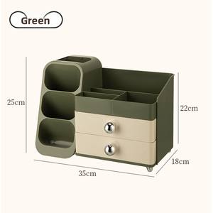 Kotak penyimpanan kosmetik Desktop kapasitas besar, rak penyimpanan ruang tamu, tempat pena bahan ABS berdiri portabel - Product Image 5