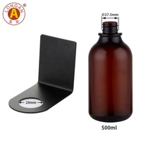 Bouteilles en plastique rondes personnalisées de 500 ml, en PET noir, pour gel douche, flacon de lotion avec pompe pour liquide vaisselle