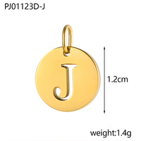 Breloques alphabet en forme de disque |   Pendentifs en acier inoxydable plaqué or PVD 18 carats avec initiales découpées en forme de lettre A à Z pour la fabrication de bijoux