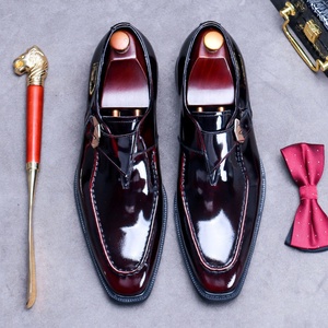 Zapatos Formales de Cuero Vacuno con Botones Estilo Británico para Hombre, Zapatos de Vestir de Cuero Brillante con Punta Cuadrada para Otoño, Suela de Goma Antideslizante - Product Image 5