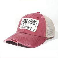 Gorra Trucker Unisex Vintage Lavada con Malla, Borde Desgastado y Parche con Logotipo, Logotipo Bordado Personalizado