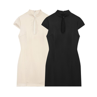 PB&ZA Femme 2026 Nouvelle Collection Été Robe Courte en Satin Simple Manches Courtes Unie Élégante Mini Robe Femme Vestidos Robe Mujer