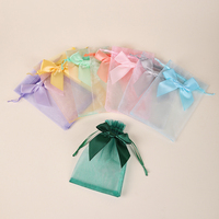 Sac en organza à cordon personnalisé avec logo, 7x9cm, portable, pour bijoux, parfums, cosmétiques, sachets pour mini bonbons, emballages cadeaux