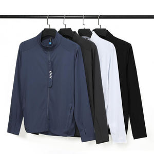 Full Zipper Long Sleeve Men Outdoor Windbreaker <b>Jacket</b> Sport Running Tops <b>Workout</b> Polyester Casual Tops - Product Image 1