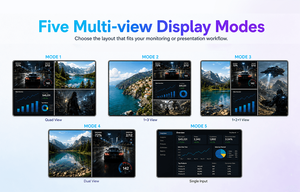 Commutateur KVM 4x1 multi-vue quadruple 4K 30Hz en aluminium avec contrôle IR pour la surveillance et les conférences - Product Image 3