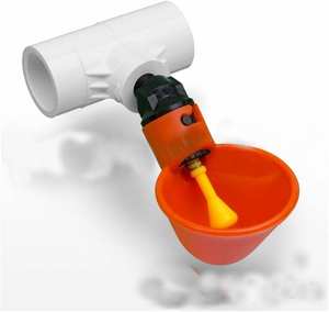 Comedero de pollos de PVC T con taza de goteo Bebedero de pezón <span class=keywords><strong>común</strong></span> para aves de corral - Product Image 1