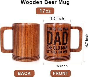 Regalos para papá Tazas de café divertidas Día <span class=keywords><strong>del</strong></span> Padre Regalos de cumpleaños Cool Dad Cumpleaños Regalos de Navidad Tazas de cerveza de madera grandes - Product Image 4
