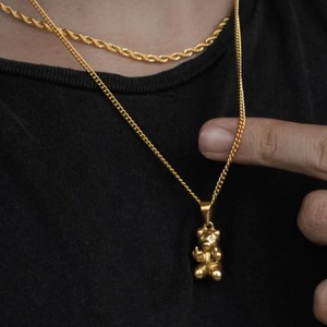 Hip Hop estilo joyería PVD 18K chapado en oro irrespetuoso oso colgante lindo Animal oso encantos para Mujeres Hombres collar pulsera - Product Image 6