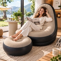 Canapé gonflable rond et moelleux, pliable, en PVC, une place, pour l'extérieur