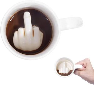 Logotipo personalizado de alta qualidade 11oz 350Ml 3D estilo branco cerâmico engraçado dedo médio caneca de café - Product Image 1