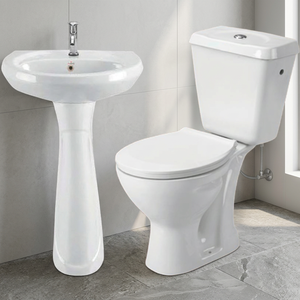 Cheap Price Economic Ceramic Sanitary Ware Bathroom 5 Pcs Complete Set With Toilet and Pedestal Basin From Indian Supplier - Product Image 4