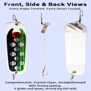 Planer de plongée SNEDA 31 cm avec lame en forme de poisson, attracteur flash pour la pêche au saumon en traîne en haute mer - Product Image 5