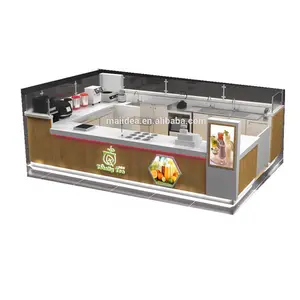 Mall Drinking Kiosk For Milk Bar Counter Ideas | Wooden Coffee Kiosk Design With Ice Cream Cart Stand Counter For Supplier