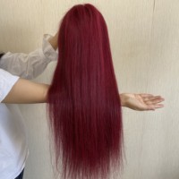 ZSF 1B 99j Wig Warna Merah Burgundy, Rambut Manusia Grosir Gelombang Tubuh Renda Depan Wig Rambut Brasil Perawan dengan Rambut Bayi