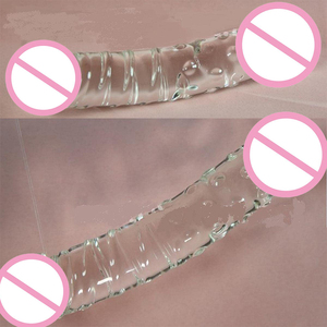 Dildo <span class=keywords><strong>in</strong></span> Vetro Trasparente a Doppia Estremità, Stimolatore Punto G, Masturbatore Femminile Realistico con Texture - Product Image 5