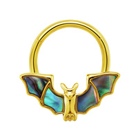 Anneau segmenté articulé en acier inoxydable 316, 1.2*8/10mm, doré, avec coquille d'ormeau, pour piercing septum et nez (clicker)