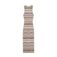 Robe pull maxi d'été en tricot scintillant, sans manches, colorée, tendance, coupe ajustée, rayée, pour femme, idéale pour les vacances, vente en gros