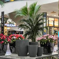 Pots de fleurs en fibre de verre multicolores les plus vendus, pots de plantation de jardin d'extérieur, pots de fleurs durables et écologiques en argile fibreuse