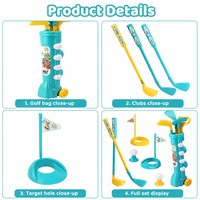 Ensemble de golf pour enfants 48 cm, 3 clubs, 4 balles, 2 tees, 2 coupes de putting, sac de transport à roulettes, jouet de sport intérieur/extérieur, cadeau pour enfants