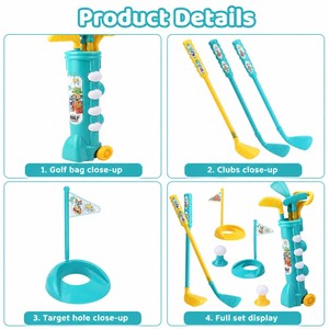 Ensemble de golf pour enfants 48 cm, 3 clubs, 4 balles, 2 tees, 2 coupes de putting, sac de transport à roulettes, jouet de sport intérieur/extérieur, <span class=keywords><strong>cadeau</strong></span> pour enfants - Product Image 4