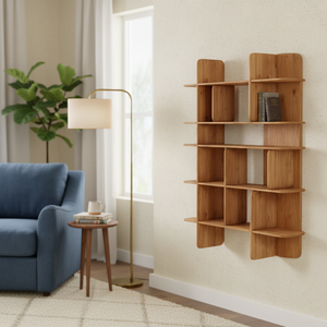 ชั้นวางของติดผนังไม้เนื้อแข็งลูน่า ผสมผสานพื้นผิวไม้ธรรมชาติและดีไซน์ทันสมัยเพื่อเพิ่มความสวยงามให้กับเฟอร์นิเจอร์ห้องนั่งเล่น ยกระดับทุกพื้นที่ - Product Image 6