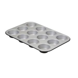 Juego de 12 Moldes para Muffins de Acero Inoxidable, Línea Silver Elegance, 35x27 cm, Altura 3 cm - Product Image 1