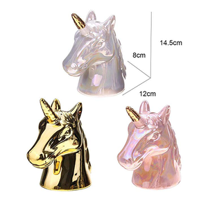 Hucha de unicornio dorado de cerámica, caja de dinero con forma personalizada, tarro de moneda único para niños - Product Image 3