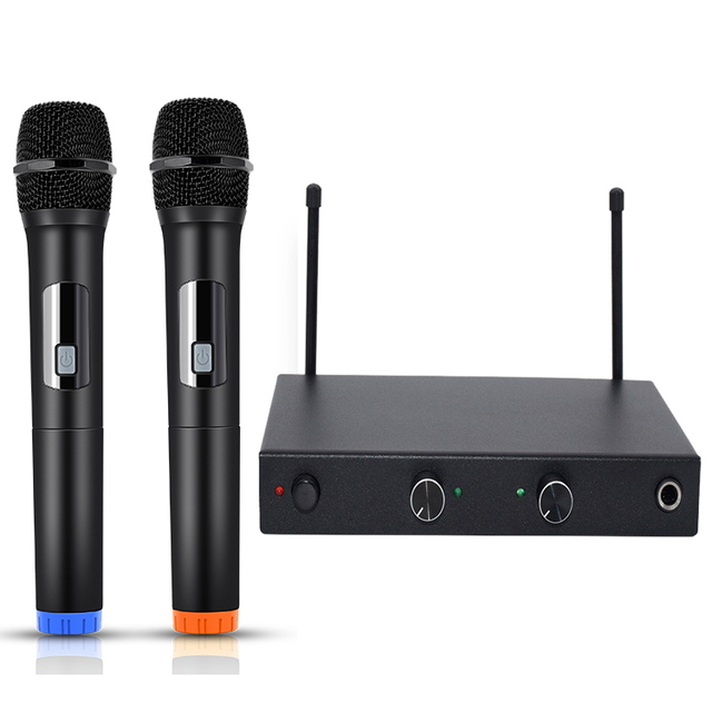 UHF Dual Channel Wireless Microphone System BT Connect Karaoke Mic