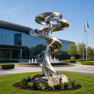 Escultura de Flor de Acero Inoxidable, Diseño de Pétalos de Loto Floreciendo, Acabado Pulido Espejo, Decoración Artística para Jardín Exterior - Product Image 4