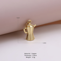 24K Plaqué Or Laiton DIY Bijoux Accessoire Exquis Théière Motif Pendentif Sur Mesure pour Enfants Mode Pendentifs Charmes