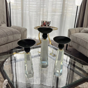 Candélabre en cristal aux accents d'argent <span class=keywords><strong>noir</strong></span> <span class=keywords><strong>Chandelier</strong></span> élégant pour la décoration de la maison pour les mariages Centres de table de Pâques X-mas - Product Image 5
