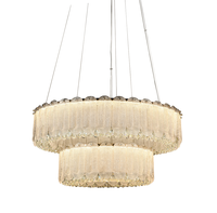 Lustre LED en cristal superposé de luxe à double couche, finition or/blanc, à intensité variable, pour salon et salle à manger, rehausse l'esthétique de l'espace
