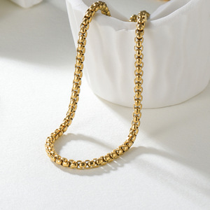 Collier tendance en acier inoxydable avec chaîne carrée perlée et pendentif assorti 2MM, OEM, pour l'exportation - Product Image 2