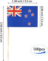 Lot de 100 mini-décorations personnalisées pour cupcakes, drapeaux de Nouvelle-Zélande et de divers pays, en forme de cure-dents