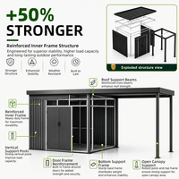 Abri de jardin en acier ondulé SEEYES avec auvent intégré, abri de rangement extérieur pour jardin, vente en gros