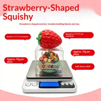 Jouet anti-stress souple et extensible en forme de fraise avec blocs de construction ASMR, jouet sensoriel fruité, jouet à presser pour soulager le stress, avec emballage en boîte