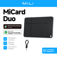 Traceur GPS intelligent MiLi MiCard avec fonctions antivol pour localiser portefeuille, animaux de compagnie, alarme, compatible iOS, en plastique