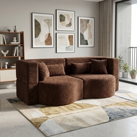 Stilvolles Braunes Flauschiges Modulares Schlafsofa Komfortables Pelziges Tagesbett für Kreativstudios und Moderne Wohnungen