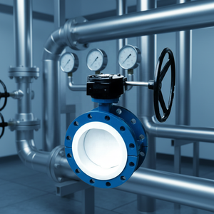 Vanne papillon à bride D341F46 à turbine manuelle, entièrement revêtue de PTFE, résistante à la corrosion, résistante aux acides et aux alcalis, vanne à eau - Product Image 5