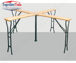Mesa de Cerveza Plegable de Madera de 220 cm con Banco y Patas de Metal, Color Personalizado, Directo de Fábrica, para Parque o Picnic - Product Image 2
