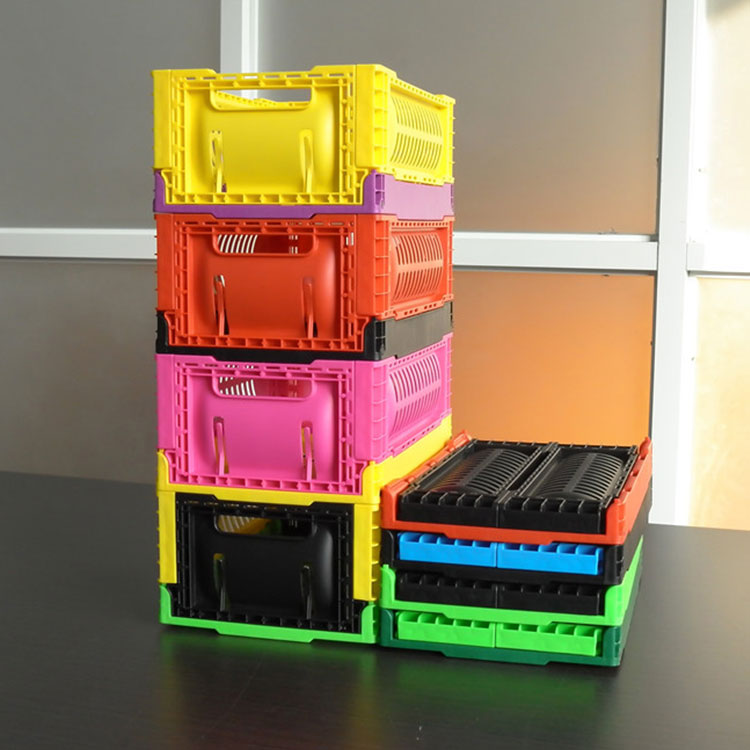 Штабелируемые пластиковые ящики сверхмощные с крышкой корзина Штабелируемый складной подвижный контейнер пастельный складной контейнер для хранения пищевых продуктов